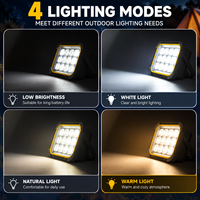 Projecteur de travail solaire LED 1500LM, lampe de secours rechargeable 3600mAh, panneau pliable en 4, étanche IP66, intensité réglable, portable pour le camping