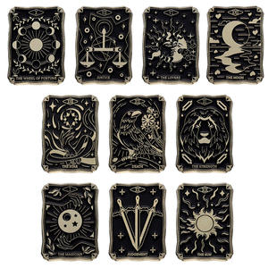 Hot Sale <span class=keywords><strong>Tarot</strong></span> Emaille Pin Benutzer definierte Sun Moon Stars Archer Broschen Revers Abzeichen Tasche Punk Dark Witch Pins Poker <span class=keywords><strong>Tarot</strong></span> Card Pin - Product Image 1