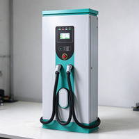 Station de recharge rapide DC pour véhicules électriques à deux ports, unité extérieure Plug and Charge avec écran tactile, arrêt d'urgence, stationnement au lieu de travail