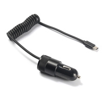 Penjualan Pabrik Charger Mobil Universal Portabel Cepat 48W PD QC3.0 dengan Kabel Spiral Tipe C Terintegrasi dan Port USB Output 30W