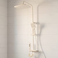 Ensemble de douche complet haut de gamme blanc moderne avec affichage numérique à touches de piano et jet multifonction