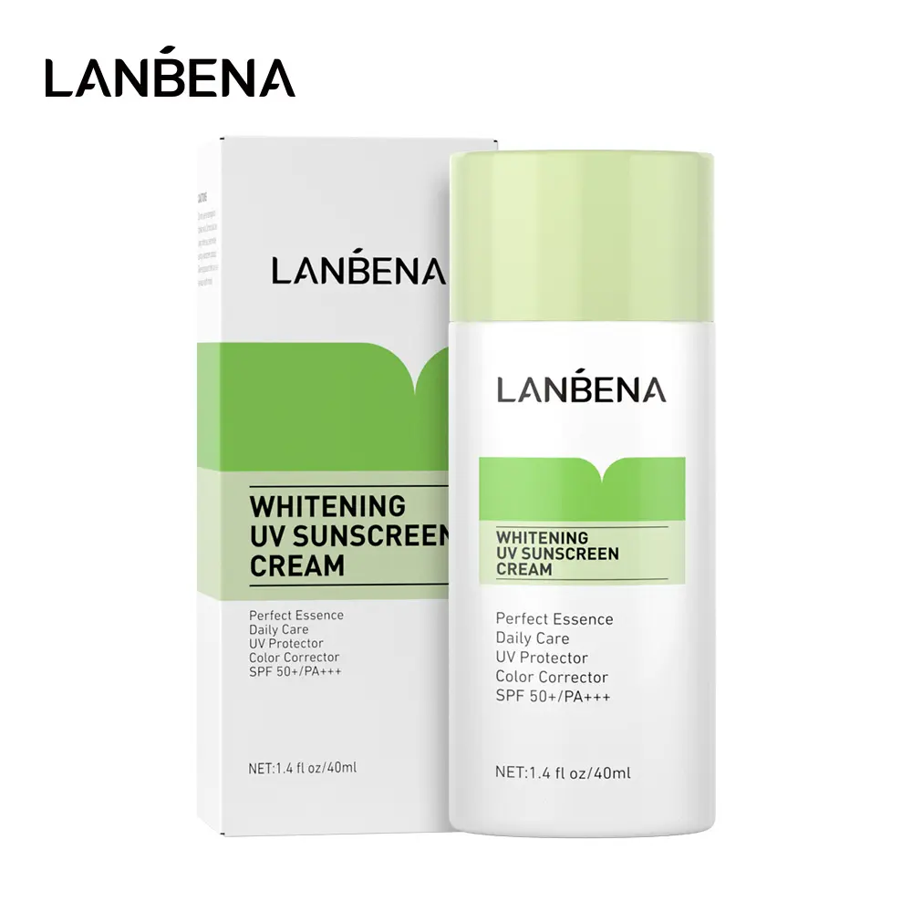 LANBENA Green SPF 50 Sunscreen Facial Cream Whitening UV Sunscreen Lotion Waterproof Sunblock Private Label