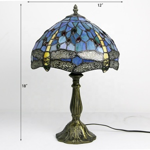LongHuiJing Chất Lượng Cao Cấp Wisteria Tiffany Màu Đèn Thủy Tinh Thủ Công Bảng Lights Dragonfly Pattern Chụp Đèn Bàn Đèn - Product Image 3