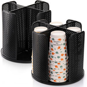 4 Compartment <b>Rotation</b> Coffee Cup Paper Cup Dispenser Storage Organizer Desktop Plastic <b>Shelf</b> Storage Rack - Product Image 1