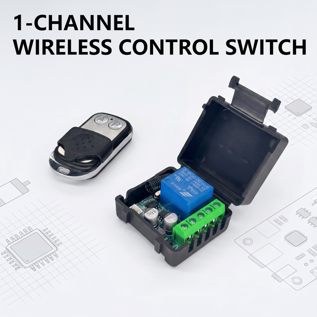 Smart Home Universal DC12V 1 Channel Wireless Controller and 433mhz Remote Control for Led Ceiling Light Fixture and Garage Door