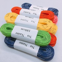 Vente en gros emballage de lacets de chaussures personnalisés OEM Lacets de chaussures de patin de hockey à roulettes sur glace cirés plats de couleur large et creux personnalisés