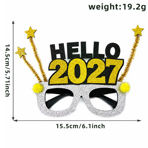 Gafas de Lentejuelas Negras y Doradas de Feliz Año Nuevo 2027, Recuerdos para Fiestas, Accesorios para Cabina de Fotos, Decoraciones para la Celebración de Nochevieja, Artículos Promocionales - Product Image 4