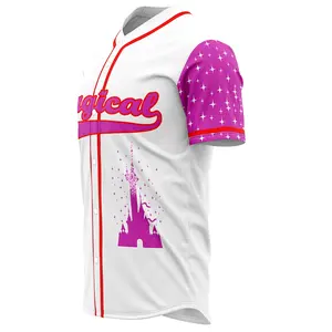 New Style Factory Wholesale Women/Men Castle Print Baseball Jersey Cute Magic Baseball Shirts