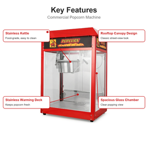 <span class=keywords><strong>Machine</strong></span> <span class=keywords><strong>à</strong></span> Popcorn Commerciale 1600W, Appareil Électrique Rétro pour Popcorn, Idéal pour Cinéma et Snack-Bar - Product Image 5