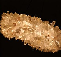 Lustre créatif en cristal naturel de luxe nordique, en forme d'anneau, pour salon, salle à manger et chambre à coucher