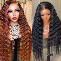 Perruque de cheveux humains lisses 12A, perruque frontale avec fermeture en dentelle suisse, perruques frontales en dentelle HD 13x4 à ondulations profondes pour femmes noires