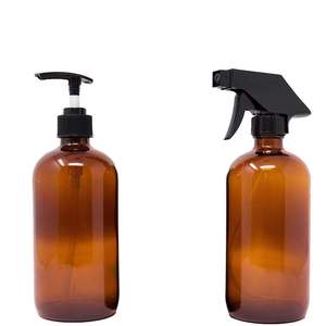 Hot bán 8oz 15OZ trong suốt hổ phách Thủy Tinh dầu gội bơm phun Chai Thủy Tinh chai hổ phách Boston chai thủy tinh - Product Image 2