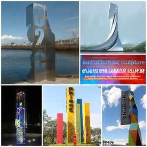 Produttore grande esterno in acciaio inox spirituale fortezza scultura Logo quadrato parco scenico Area di ornamenti in metallo per il ferro - Product Image 3