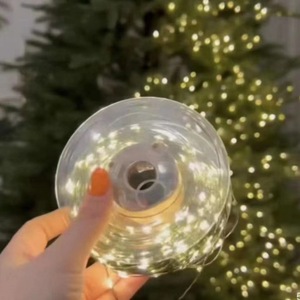 Dây đèn trang trí Giáng sinh điều khiển từ xa xuyên biên giới, hình sao toàn bầu trời, dây đồng xanh, vòng hoa trang trí, đèn sao mây tre đan - Product Image 1