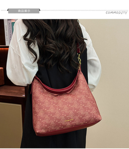 Bolso de Hombro Versátil para Mujer, Novedad 2026, Bolso Rojo para Llevar Bajo el Brazo con Patrón de Nubes Auspiciosas - Product Image 2