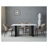 Ensemble de table en pierre moderne Foshan Prima avec chaises rembourrées, personnalisable pour salon, salle à manger et usage hôtelier