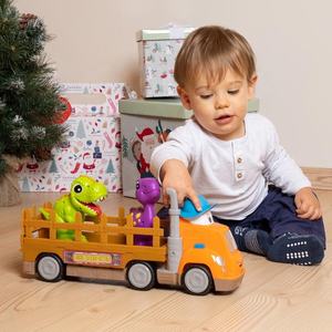 Ensemble de jouets de camion de transport de dinosaures alimentés par friction avec des voitures de transport de dessins animés pour les enfants et les tout-petits - Product Image 4