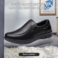 Zapatos de Hombre Negros y Marrones para Caminar, de Cuero Genuino con Cordones, Suela de Goma, Zapatos Casuales de Negocios para Verano y Otoño