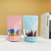 En stock pochettes en papier kraft avec fenêtre transparente sacs d'emballage alimentaire colorés avec fermeture à glissière refermable pour le sucre