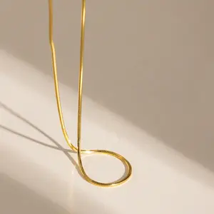 Nagosa Fijne Sieraden Solid Real 18K 14K Gold Vermeil Ketting 925 Sterling Zilveren Ronde Snake Link Kettingen Voor vrouwen