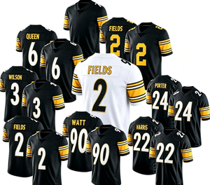 Vente en gros de maillots de football américain pour hommes # 90 Watts # 43 Polamalu # 4 Fitzpatrick # 8 Rogers imprimés à manches courtes respirants - Product Image 1