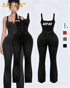 Set Abbigliamento Y2k per <span class=keywords><strong>Donna</strong></span>, Top Senza Maniche <span class=keywords><strong>con</strong></span> Bottoni Frontali e <span class=keywords><strong>Pantaloni</strong></span> <span class=keywords><strong>con</strong></span> Coulisse, Stile Vintage e Streetwear - Product Image 3