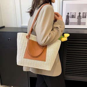 Sac fourre-tout en <span class=keywords><strong>paille</strong></span> de raphia personnalisé été mer plage garniture bon marché Ins sac à main tressé rétro tissé vacances vent <span class=keywords><strong>paille</strong></span> - Product Image 1
