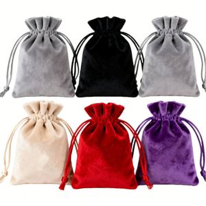 Pochette en velours 7x9cm pour bijoux, vente en gros, personnalisable, petit sac cadeau à cordon pour bagues, colliers, boucles d'oreilles - Product Image 2