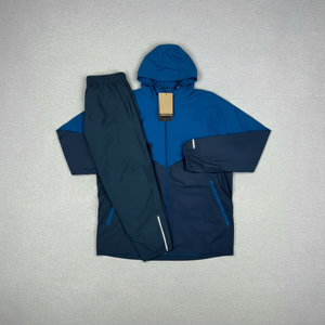 Conjunto de chándal para correr unisex personalizado, chándal holgado liso cortavientos de retazos de 2 piezas para hombre, Sudadera con capucha y pantalones cortos transpirables - Product Image 1