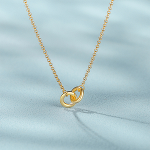 Collar de Plata de Ley 925 CANNER, Clásico, Simple, con Colgante de Doble Anillo, para Mujer, Regalo de Boda, Regalo de San Valentín, Cadena para Clavícula - Product Image 1