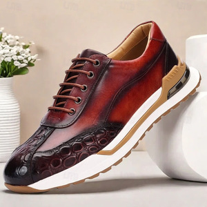 Genuine Leather Men's Dress Shoes <b>Round</b> Toe Lace-up Office Career All Seasons <b>Cushioned</b> Rubber Outsole - Product Image 2