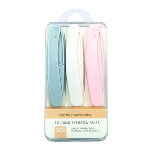 Maquinilla de afeitar plegable para cejas, segura y resistente a los arañazos, juego de herramientas de maquillaje de 3 piezas con cuchilla macro para principiantes. - Product Image 5