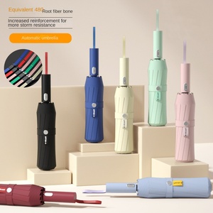 Paraguas de Negocios Plegable Automático de Tres Pliegues con Protección Solar de Goma Negra 480, para Hombre, con Estampado, Venta al por Mayor Directa de Fábrica - Product Image 1