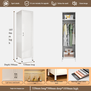 Armoire de chambre à coucher en fer forgé à usage domestique armoire de rangement anti-poussière <span class=keywords><strong>location</strong></span> appartement porte-vêtements placard bébé pour enfants - Product Image 5
