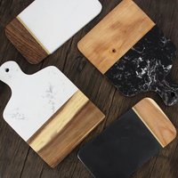 Plateau en bois massif avec joint en marbre, planche à découper pour comptoir de cuisine, pièce décorative, accessoires de design, épaisseur 1,3 cm