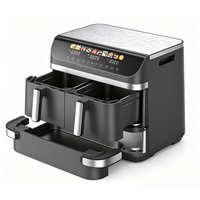 Friteuse à air à double panier, 3 zones indépendantes avec commandes séparées, 8 programmes prédéfinis, grande capacité, cuisson sans huile, facile à nettoyer