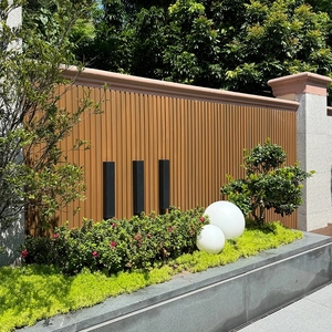 Imita paneles de pared de <span class=keywords><strong>madera</strong></span> para decoración de paredes exteriores, paneles de pared exteriores resistentes a la luz solar con agujeros cuadrados huecos - Product Image 3