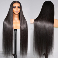 Pelucas de Cabello Humano con Frente de Encaje de 30 Pulgadas, Peluca de Cabello Humano con Encaje Completo HD 13x6 sin Pegamento, Cabello Virgen con Cutícula Alineada, Cabello Liso Natural