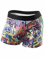 Ensemble 2 pièces de caleçons de bain pour hommes, motif graffiti coloré et rayé, taille élastique noire, séchage rapide, extensible dans les 4 sens, en gros et en stock