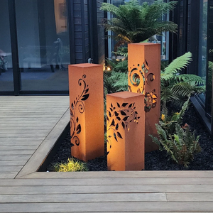 Luces de Jardín de Acero Corten, Caja de Iluminación de Acero Corten para Exteriores, Luz de Acero Corten Oxidado - Product Image 6