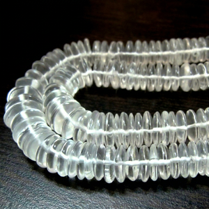 Cuentas de Cristal de Roca Natural, Corte Alemán, Forma Redonda Lisa, Color Blanco, 8-12 mm, 8 Pulgadas - Product Image 1