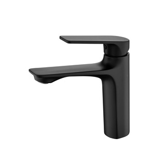 Grifo de Lavabo Minimalista de Cobre con una Sola Manija, Acabado Dorado Cepillado, Montaje en Cubierta, Agua Fría y Caliente, para Baño - Product Image 6