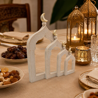 Décoration de table minimaliste en résine creuse en forme d'arche, accent lune dorée, style Art Déco, pour la maison, cadeau de festival, vente en gros