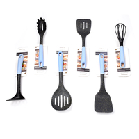Set peralatan memasak dapur perkakas dapur pegangan biru grosir nilon hitam peralatan baja pembalik Server Spaghetti