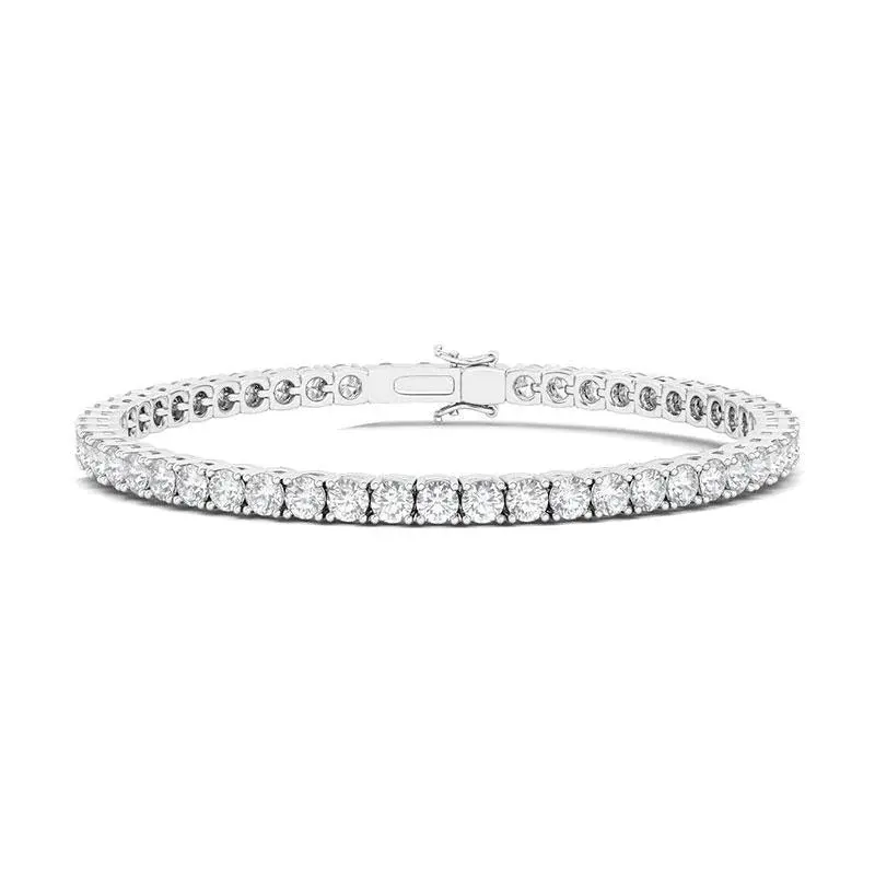 Hot Sale Four Prong Round Cut Jewelry Tennis Bracelet 925 Sterling Silver Bracelet For Woman Man