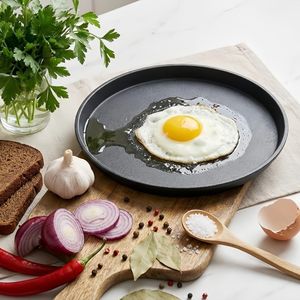 Poêle à pizza ronde en fonte, poêle à frire pour camping, restaurant, barbecue, cuisson au four, sur la cuisinière ou le barbecue - Product Image 5