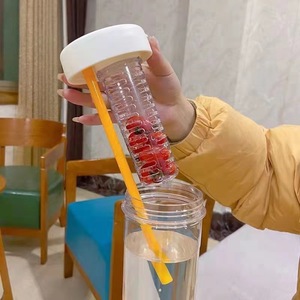 Plastic Folding Straw Water Bottle High Capacity Portable Bpa Free For Travel Summer 2021 - Product Image 4