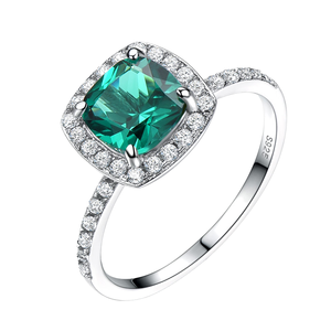 New Classic European American 925 Sterling <b>Silver</b> Nano <b>Emerald</b> Rhodium Plated <b>Ring</b> for Women's Engagement Anniversary Gift - Product Image 2