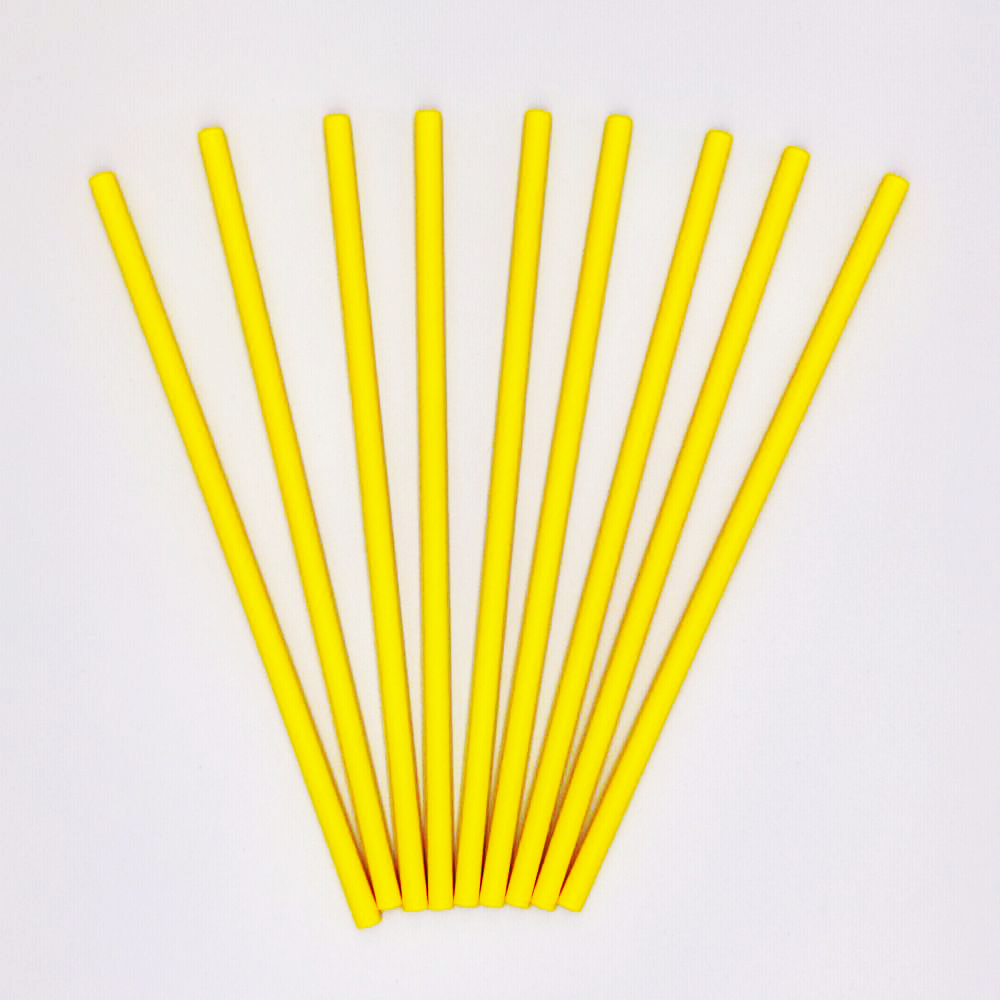 Wholesale Solid Yellow Color Paper Straw Biodegradable Disposable Straight Paper Straw Customized Drinking Straw