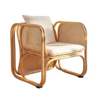Canapé double en rotin, style sud-est asiatique, avec coussins en éponge amovibles, pour balcon, maison d'hôtes, mobilier d'intérieur décontracté tressé